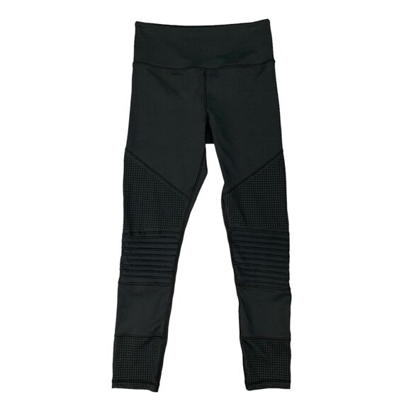 Zyia Leggings Womens 4 Black Mesh Ribbed Panel High Waisted Pull On Stretch - Picture 1 of 11